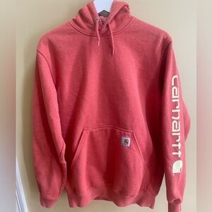 Carhartt Pullover Hoodie Men’s S Orange Loose Fit Sweater Style